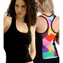 Margarita Activewear - Top - Black with Patches of Color