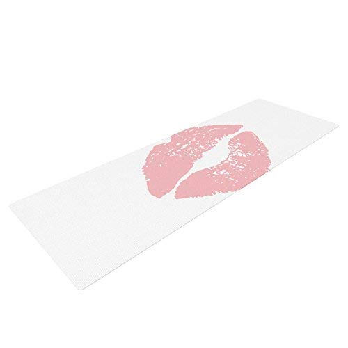 Kess InHouse Geordanna Cordero-Fields Pink Lips Yoga Exercise Mat, White/Blush, 72 x 24-Inch