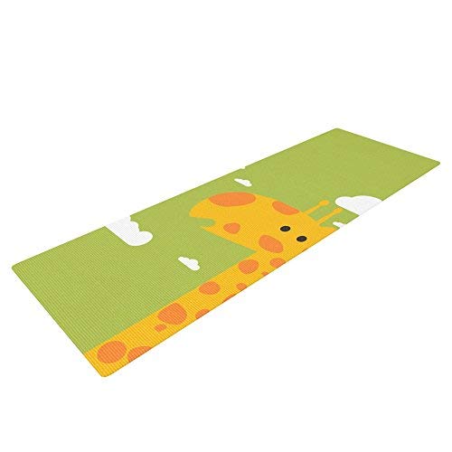 Kess InHouse Strawberringo Baby Giraffe Exercise Yoga Mat, Green Yellow, 72