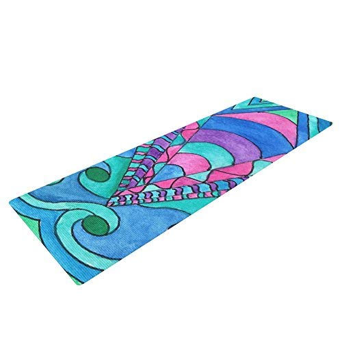 Kess InHouse Rosie Brown Gatsby Inspired Blue Pink Yoga Exercise Mat, 72 x 24