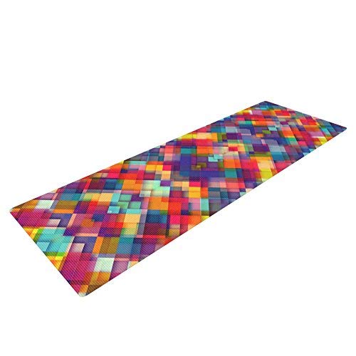 Kess InHouse Danny Ivan Squares Everywhere Yoga Exercise Mat, Rainbow Shapes, 72 x 24-Inch