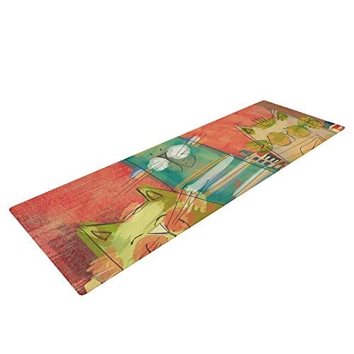 Kess InHouse Carina Povarchik Gatos Exercise Yoga Mat, Cat Orange, 72