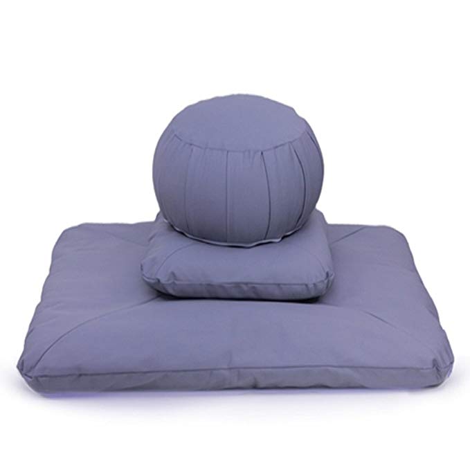 Samadhi Cushions Zafu Zabuton Set Pillow in Eco Gray Fabric