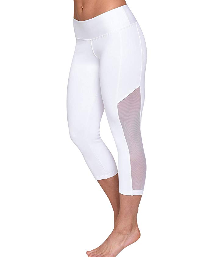 Affitnity White Leggings Capris Yoga Workout Fitness Tights Womens