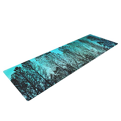 Kess InHouse Sylvia Cook Dark Forest Exercise Yoga Mat, Blue Trees, 72