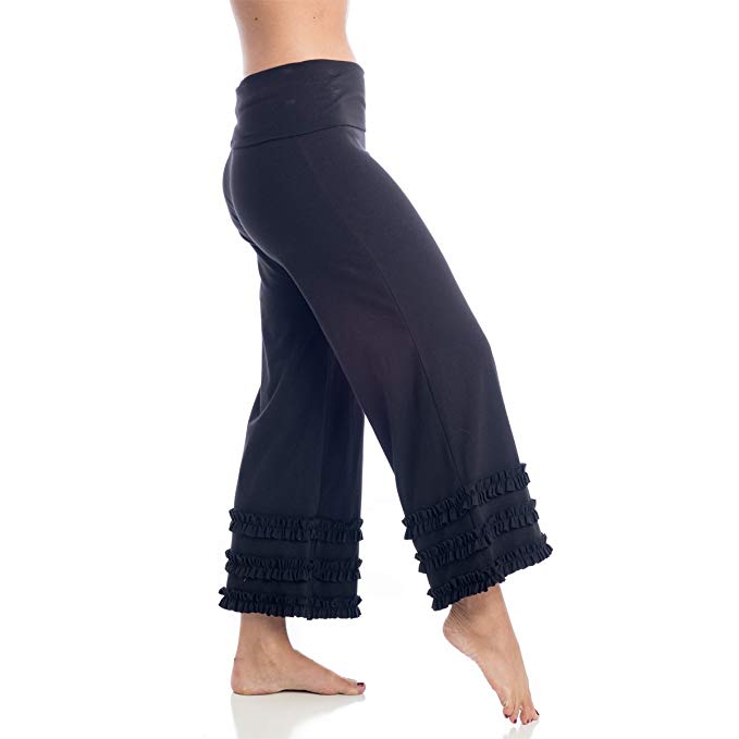 Beckons Wisdom Ruffled Yoga Capri Women's