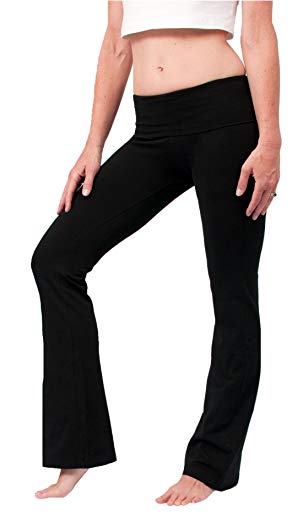 Hard Tail Foldover Bootcut Yoga Pants - Black