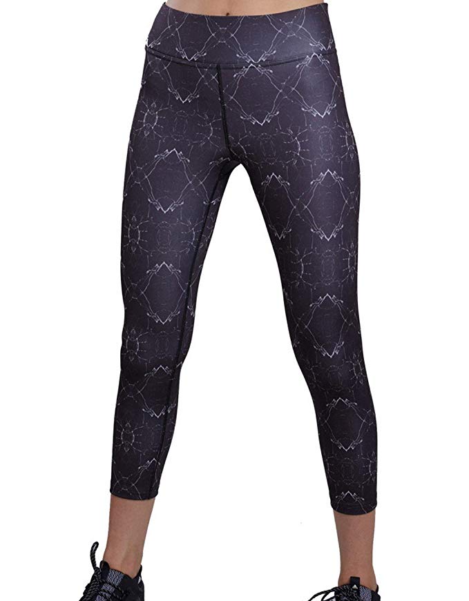 Lynx Active Deep Marble Capri Leggings for Women Yoga Tights Athleisure