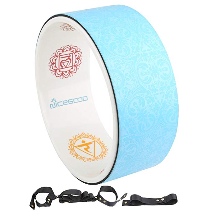 A-Flower Yoga Wheel Prop Exercise Wheel 13 x 5 Inch for Stretching Deeper with Strap