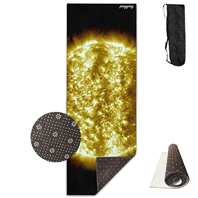 pengyong Gold Sun Universe Non-Slip Exercise Yoga Mat Beauty Premium Printed, All Purpose High Density Mats Sport,Workout,Fitness,Pilates - 24 X 71 Inches Carrying Strap