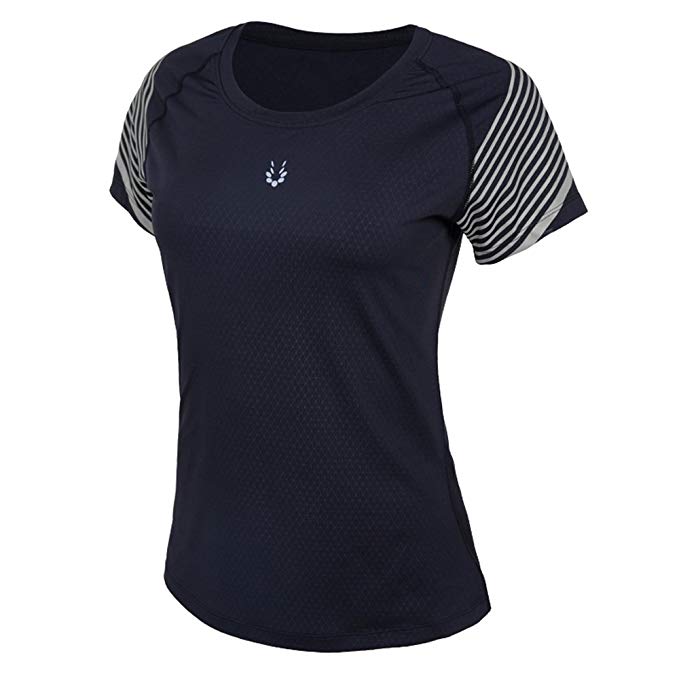 AH Anna Helium Workout Clothes Breathable Quick Dry Short Sleeve Tight Reflective Women Size XS-L