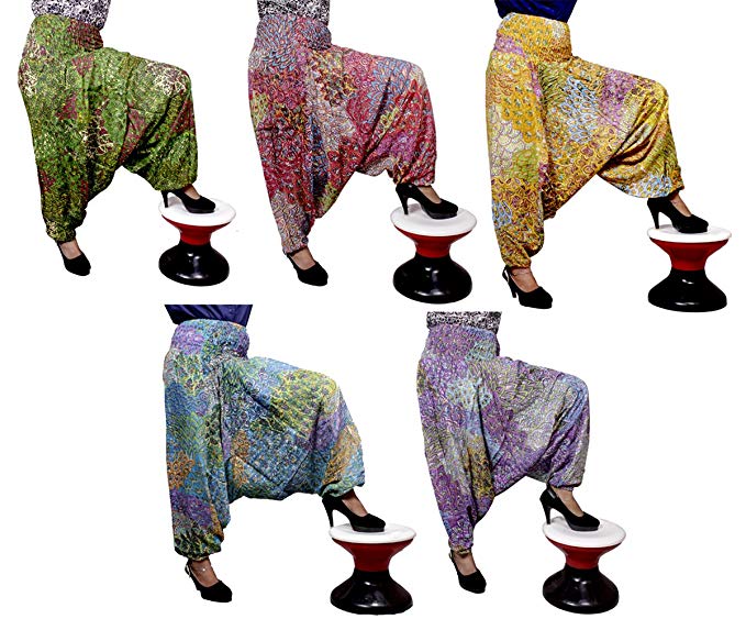 25Pcs Amazing India Rayon Ladies Plain Printed Design Baggy Harem Aladdin Smoked Pants Wholsale Lot