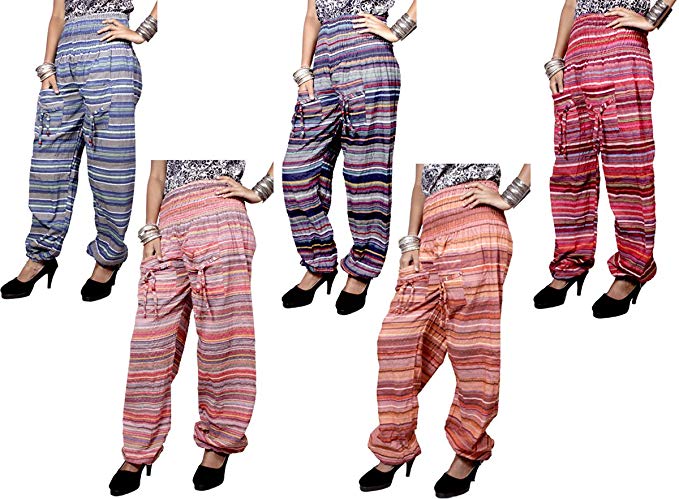 50pcs Yoga Trouser Baggy Genie Harem Striped Design Pants Boho Hippie Gypsy India Wholesale Lot (Multi-50)