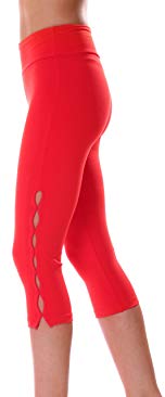 Margarita - Designer Activewear - Red Capri with Cuts Along Leg