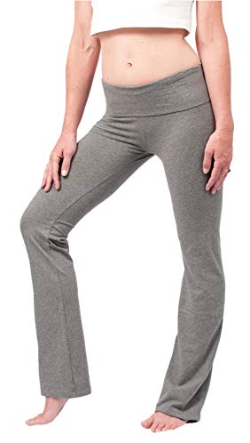 Hard Tail Foldover Bootcut Yoga Pants - Charcoal Heather