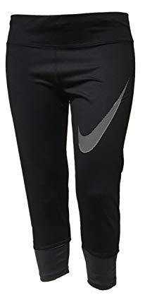 Nike Womens Plus Size Power Yoga Running Crop Pants, Black/White