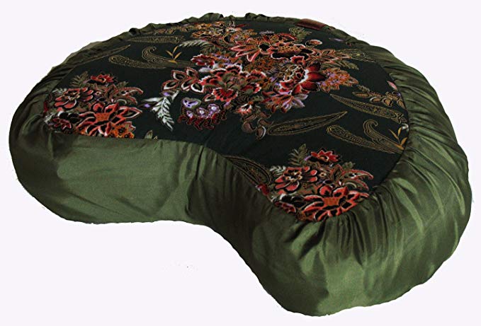 Boon Decor Crescent Meditation Cushion Buckwheat Zafu Pillows - Sacred Symbols and Other Fabric Patterns