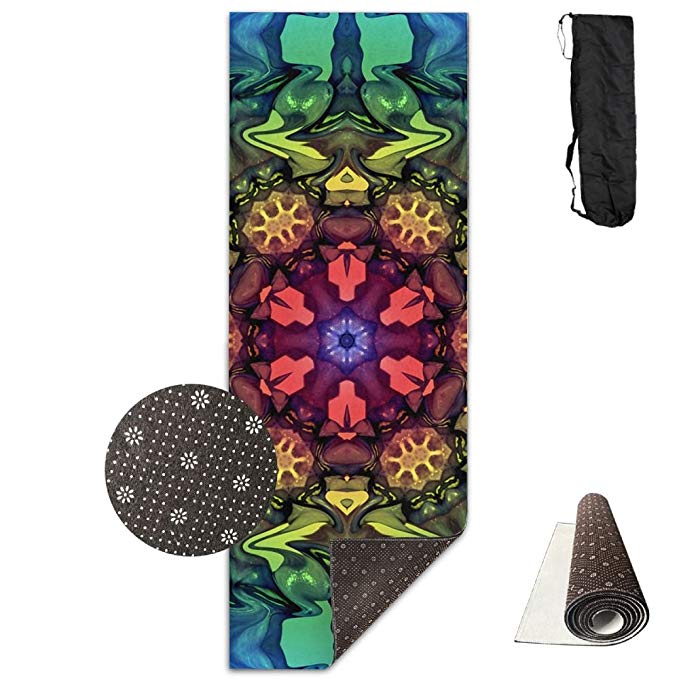 Non Slip Yoga Mat Funny Illustration Premium Printed 24 X 71 Inches Great For Exercise Pilates Gymnastics Carrying Strap