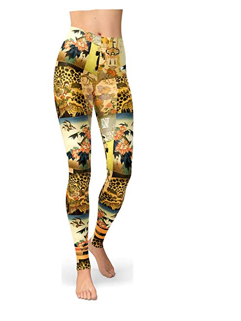 Ethnic Revolution High Waisted Yoga Pants, Woman's Leggings, Workout and Crossfit Tights. Japanese Art