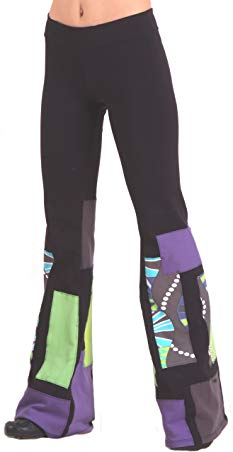 Margarita - Activewear - Black Long Pants with Blue Patches on Legs