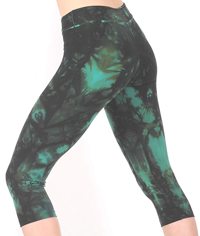 Margarita Designer Activewear - Green Batik Tie Dye Capri