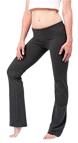 Hard Tail Foldover Bootcut Yoga Pants - Dark Charcoal