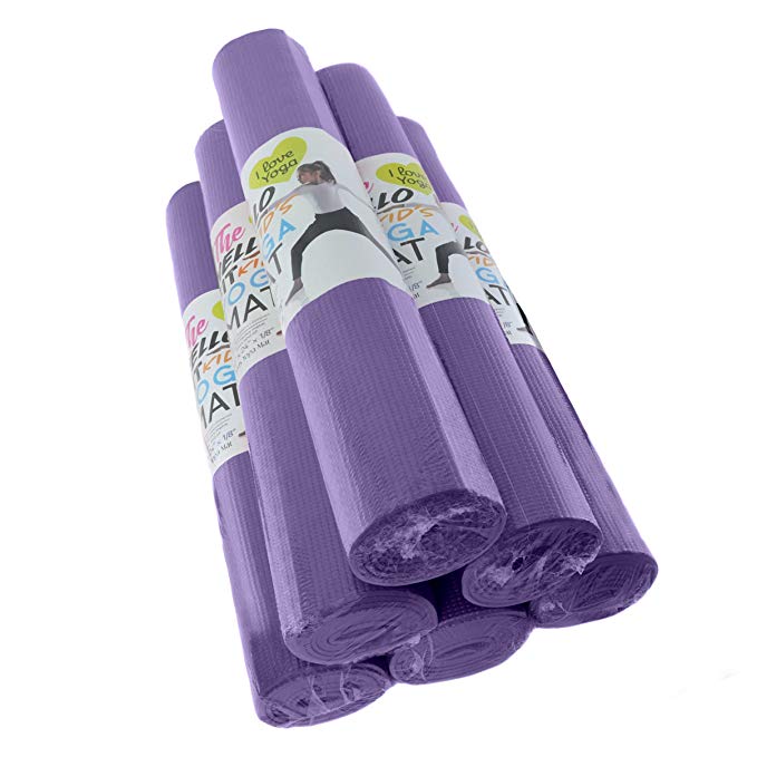 Hello Fit - Kid’s Short Yoga Mats - Economical 6-Pack - Nontoxic - Non-Slip - Moisture Resistant