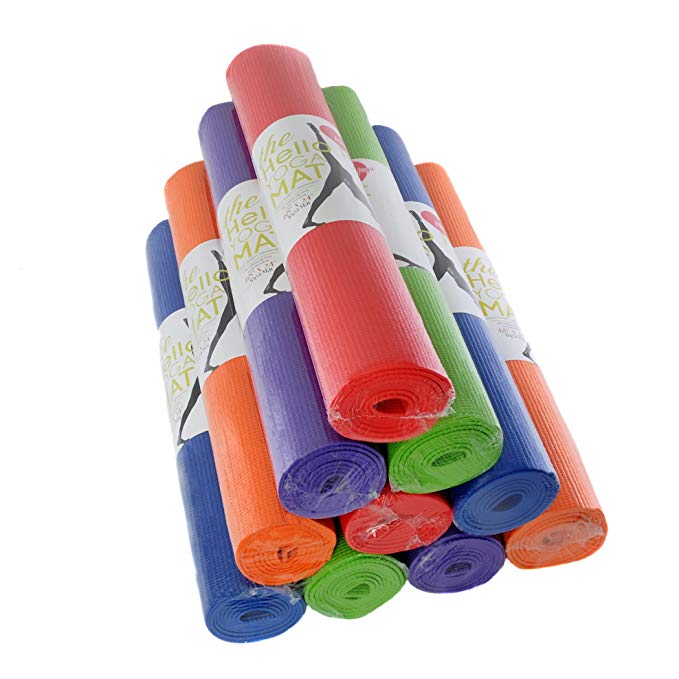 Hello Fit - Kid-Friendly Yoga Mats - Economical 10-Pack - Latex, Heavy Metal 6P-Free - Non-Slip - Moisture Resistant