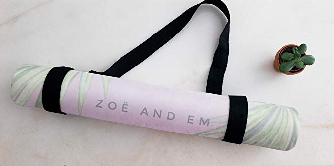 Zoë and Em | Natural Eco-Friendly Nontoxic Nonslip Printed Yoga Mat 3mm Vegan Microfiber Suede Natural Rubber