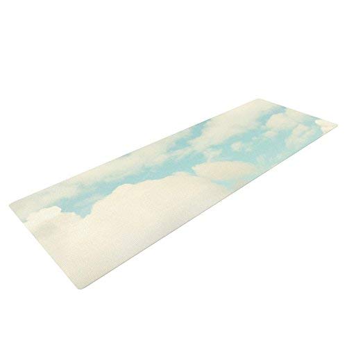 Kess InHouse Sylvia Cook Clouds Yoga Exercise Mat, Blue/White, 72 x 24-Inch