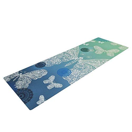 Kess InHouse Monika Strigel Butterfly Dreams Ocean Yoga Exercise Mat, Blue/Green, 72 x 24-Inch