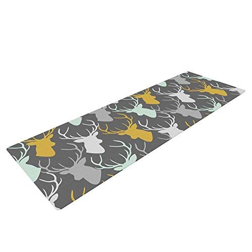 Kess InHouse Pellerina Design Scattered Deer Yoga Exercise Mat, Gray, 72 x 24-Inch