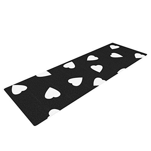 Kess InHouse Suzanne Carter Hearts White Yoga Exercise Mat, Black, 72 x 24-Inch