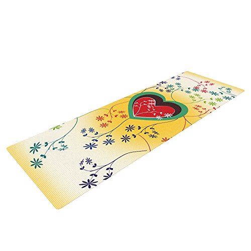 Kess InHouse Famenxt Romantic Exercise Yoga Mat, Yellow Heart, 72