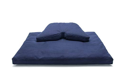 Navy Blue Kapok Regular Lift Cosmic Cushion & Cotton Batting Zabuton Meditation Cushion Set