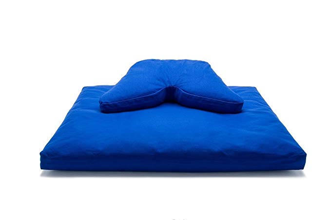 Royal Blue Kapok Fill Regular Lift Cosmic Cushion & Cotton Batting Zabuton Meditation Cushion Yoga Pillow 2 pc Set