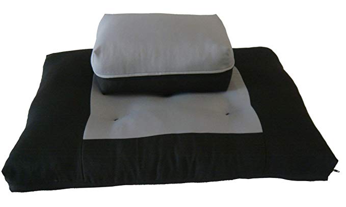 Brand New Black/Gray Zabuton Zafu Set, Yoga, Meditation Seat Cushions, Kneeling, Sitting, Supporting Exercise Pratice Zabuton & Zafu Cushions.