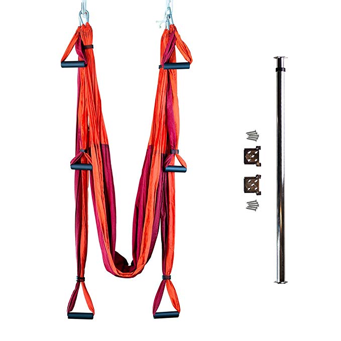 Bundle - 2 Items: Yoga Trapeze & Door-Mount Bar [Bundle] - Orange By YOGABODY - with Free DVD