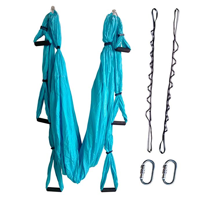 Wellsem Flying Aerial Yoga Hammock Yoga Inversion Sling Trapeze for Body Building Workout Fitness with Daisy Chain&carabiners(5 Colors Choice)