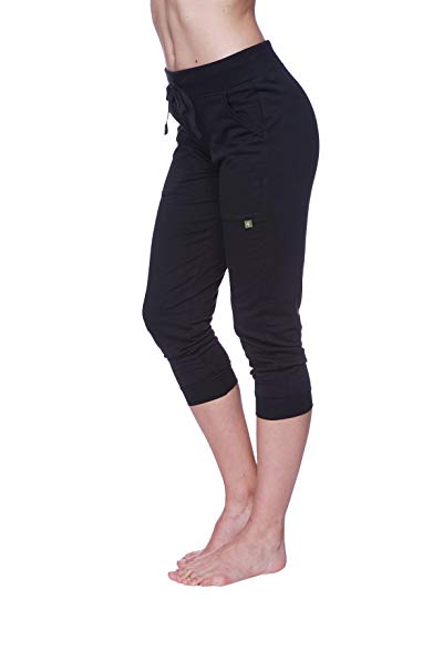 4-rth Womens 3/4 Cuffed Capri Yoga Pant