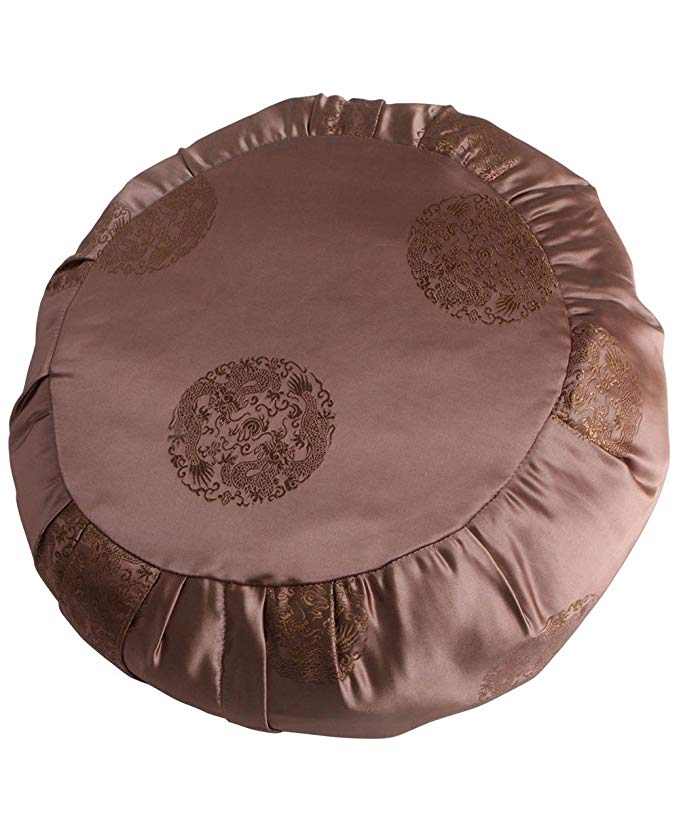 Buddha Groove Satin Zafu Cushion with Dragon Design