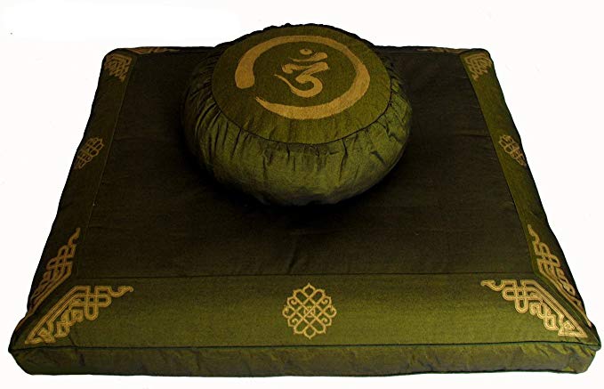 Boon Decor Meditation Cushion Set Round or Crescent Zafu Zabuton - Sacred Symbols