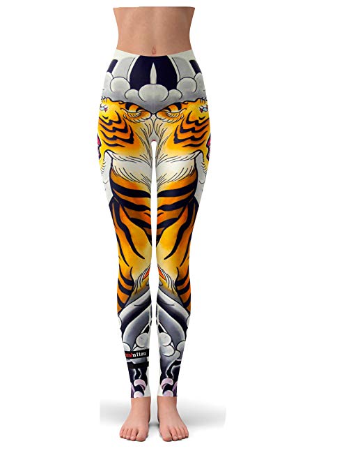 Ethnic Revolution High Waisted Tiger Yoga Pants, Woman's Leggings, Workout and Crossfit Tights.