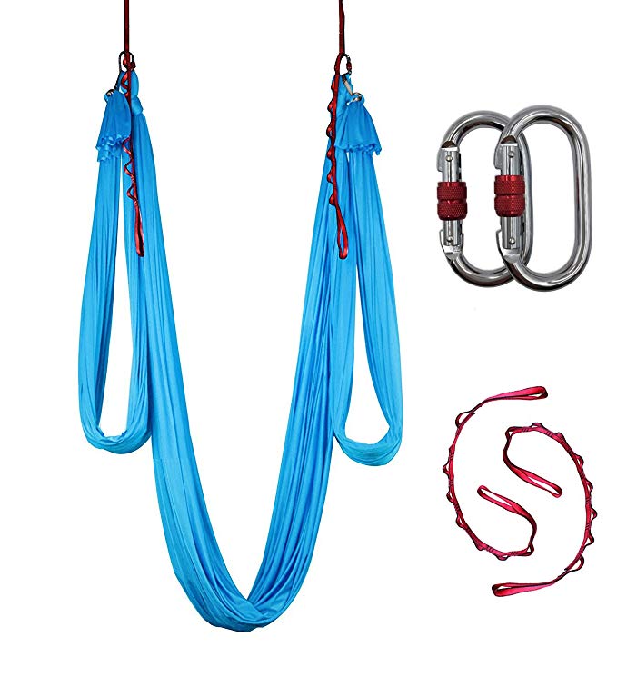 DASKING 5m or 10m Aerial Yoga Hammock Kit Aerial Yoga Silks Equipment Including 2 Daisy Chains 2 Carabiners