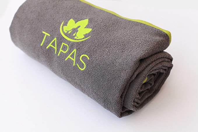 Tapas Yoga Towels with Four-Corner Secure Pockets, New Design Slightly Larger than Standard Mat to Ensure Fit, Take Back Focus During Practice, Perfect for Hot Power Yoga & Bikram Yoga, 100% Slip Resistant Cotton Microfiber!