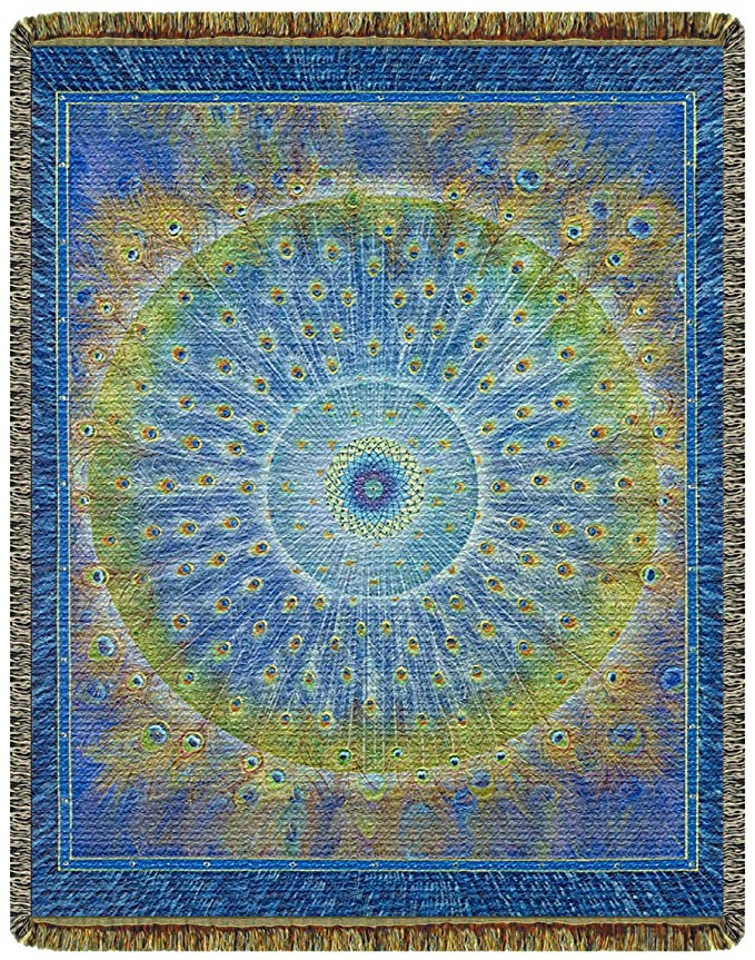 Peacock Mandala Tapestry Throw Blanket