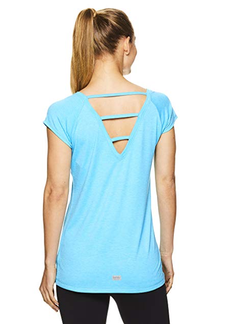 Nicole Miller Active Women's Strappy Back Workout T Shirt - Performance Gym & Yoga Tee