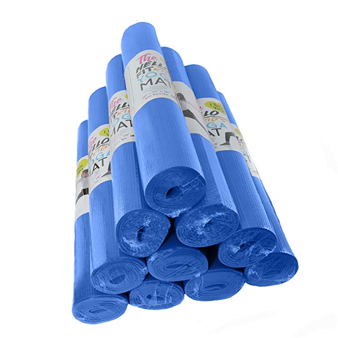 Hello Fit - Kid’s Short Yoga Mats - Economical 10-Pack - Nontoxic - Non-Slip - Moisture Resistant