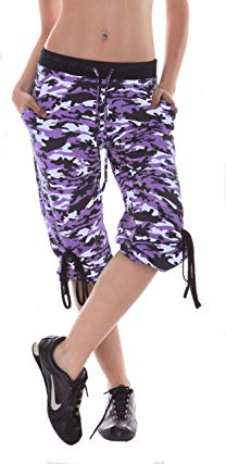 Margarita - Designer Activewear - Purple Camo Capri