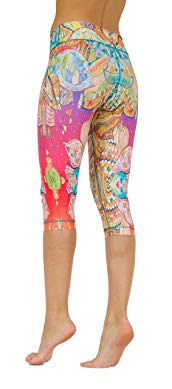 Niyama Vibrant and Artistic Capri Yoga Pant for Women - Barcelona - Compression Legging